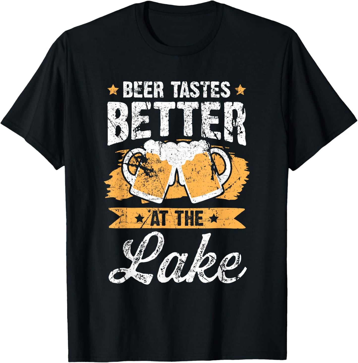 Beer Tastes Better At The Lake Fun Drinking Lake house T-Shirt - T-Shirt | Black