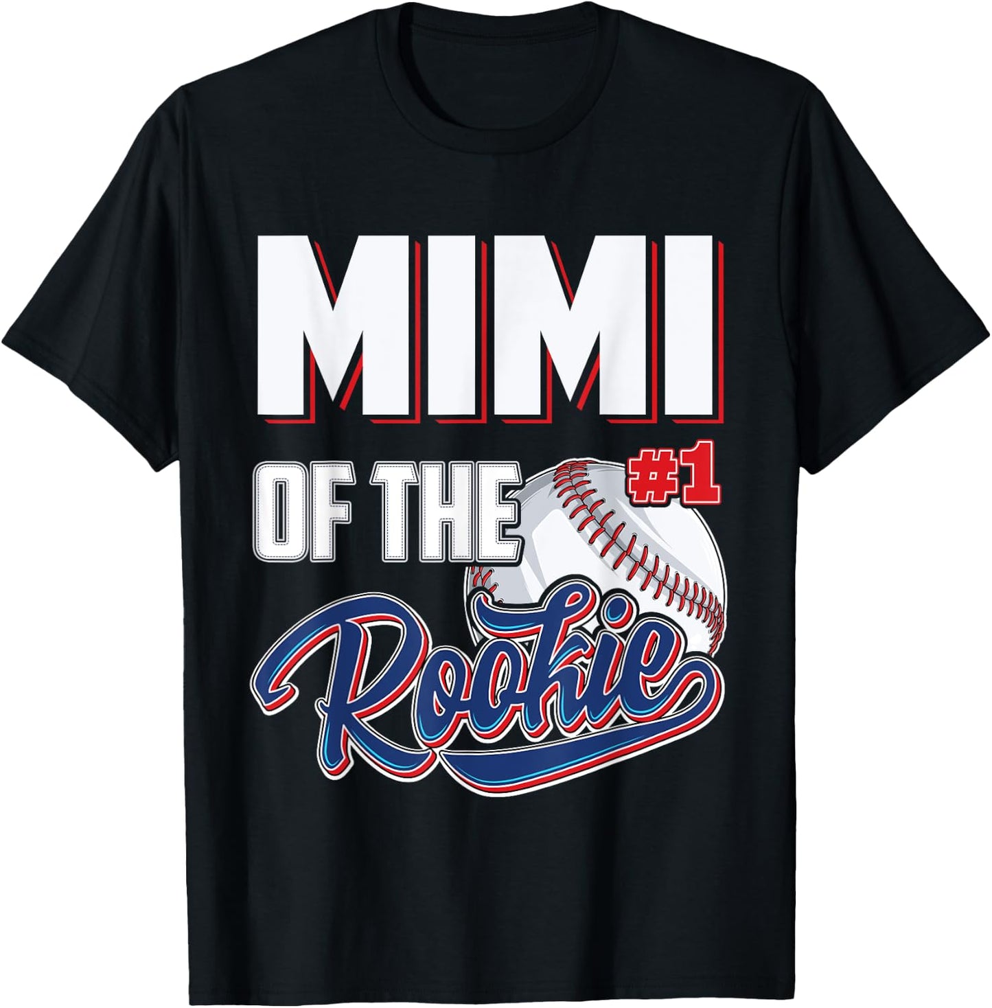 Mimi of Rookie 1 Years old Team 1st Birthday Baseball T-Shirt - T-Shirt | Black