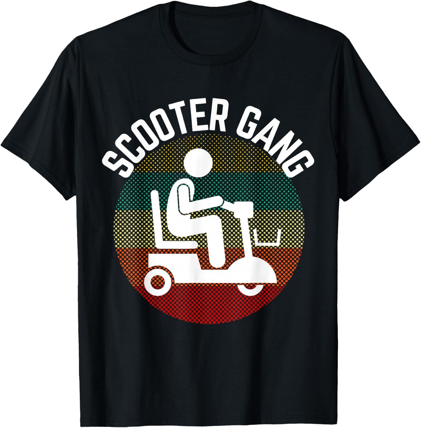 Mobility Scooter Gang Retro Vintage Moped Motorcycle Wheeler T-Shirt - T-Shirt | Black