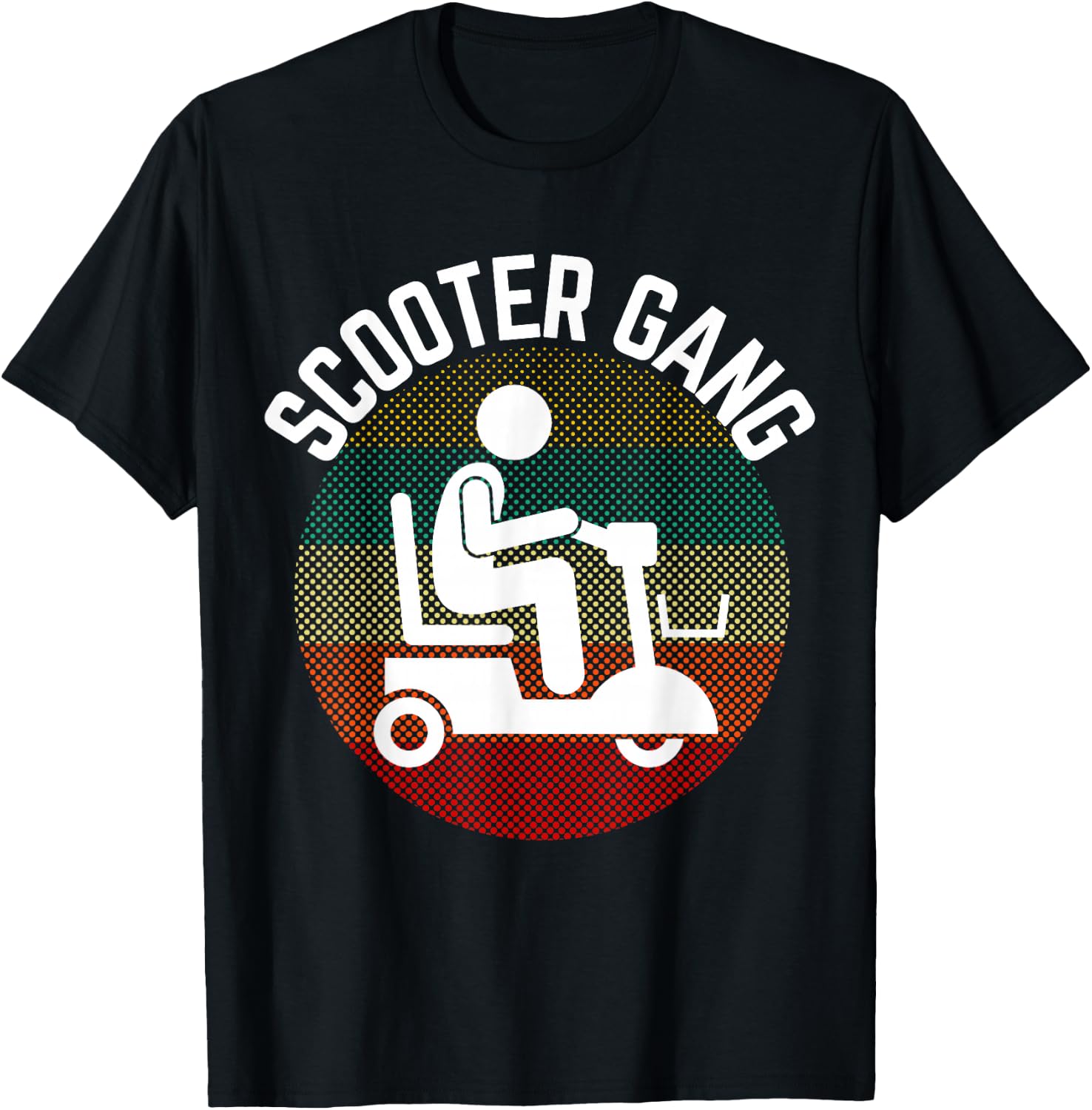 Mobility Scooter Gang Retro Vintage Moped Motorcycle Wheeler T-Shirt - T-Shirt | Black