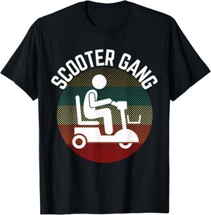 Mobility Scooter Gang Retro Vintage Moped Motorcycle Wheeler T-Shirt - T-Shirt | Black