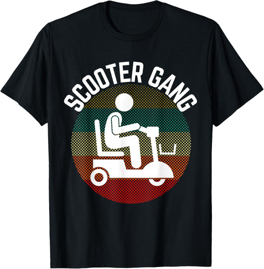 Mobility Scooter Gang Retro Vintage Moped Motorcycle Wheeler T-Shirt - T-Shirt | Black