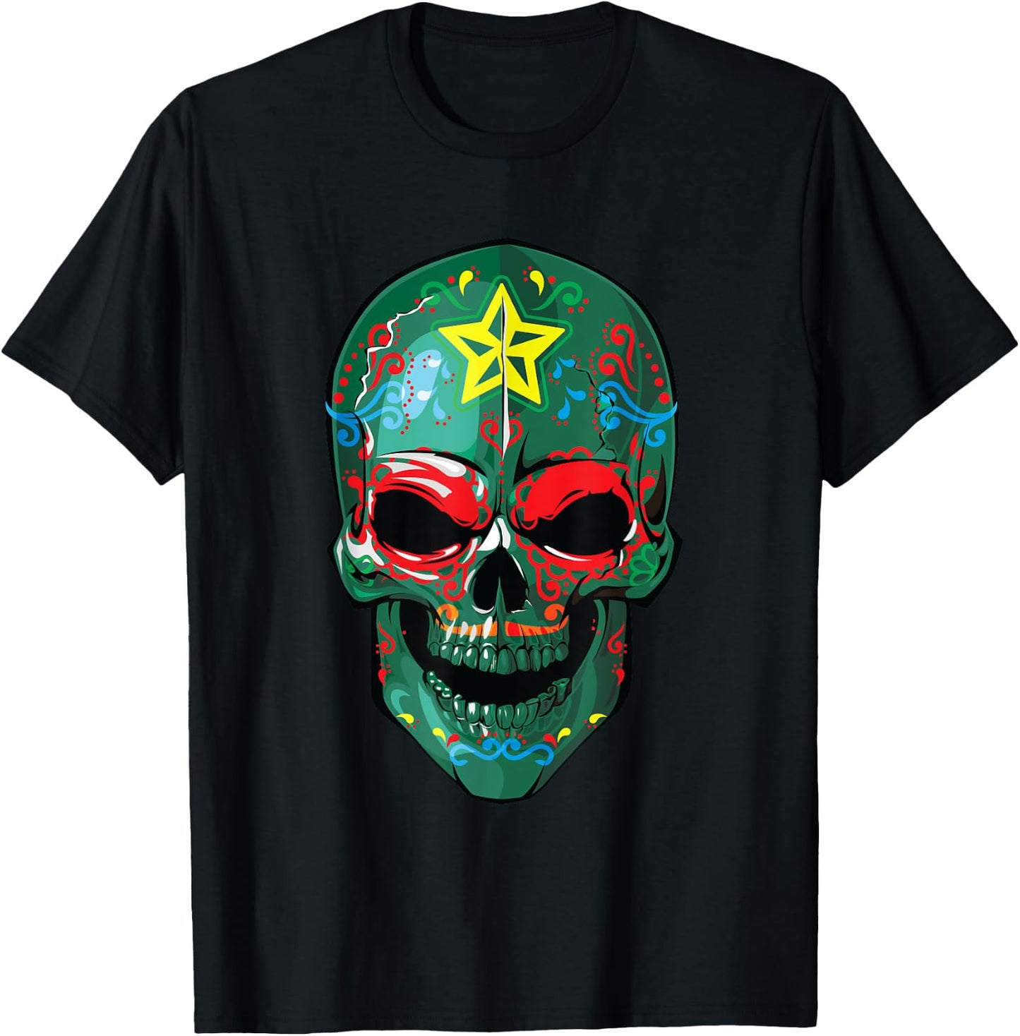 Veteran Sugar Skull Army Soldier Halloween Military Gifts T-Shirt - T-Shirt | Black