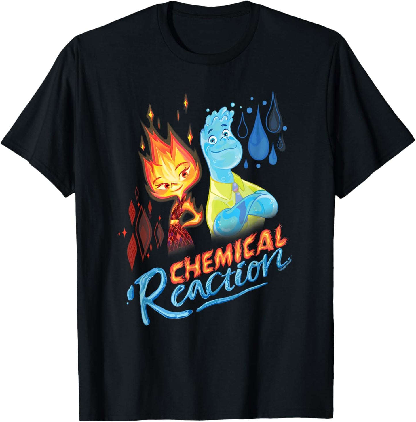 Disney and Pixar’s Elemental Chemical Reaction Ember & Wade T-Shirt - T-Shirt | Black