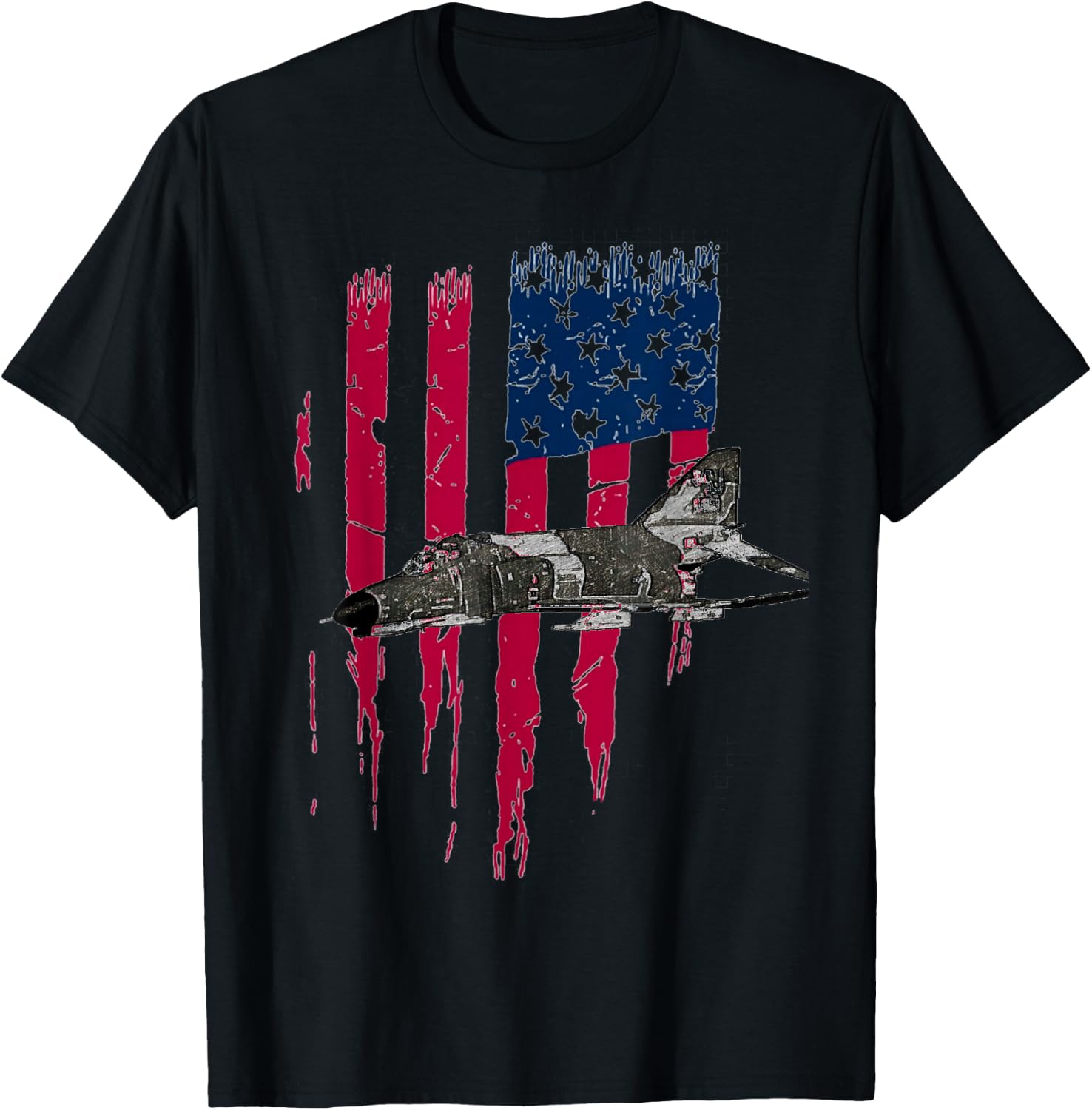 Patriotic F-4 PHANTOM The McDonnell Douglas America flag T-Shirt - T-Shirt | Black