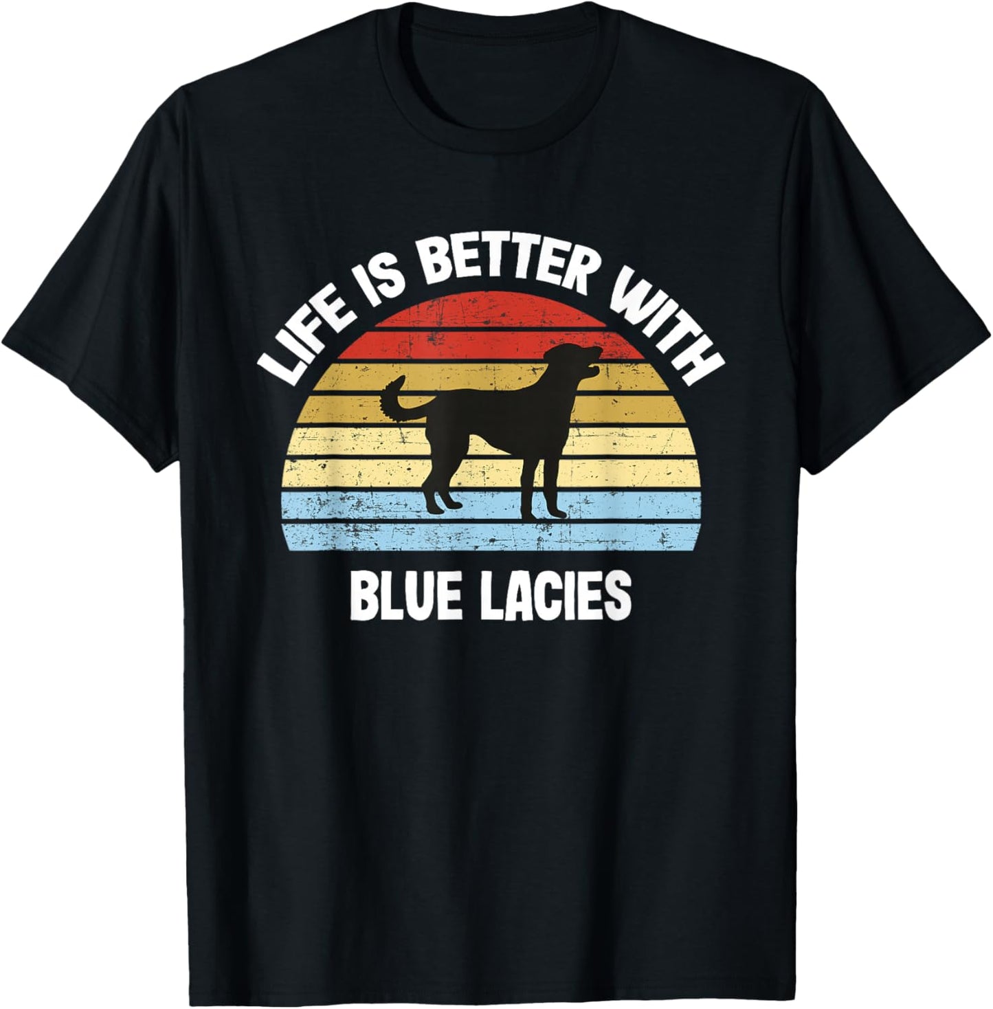 Retro blue lace dog T-Shirt - T-Shirt | Black