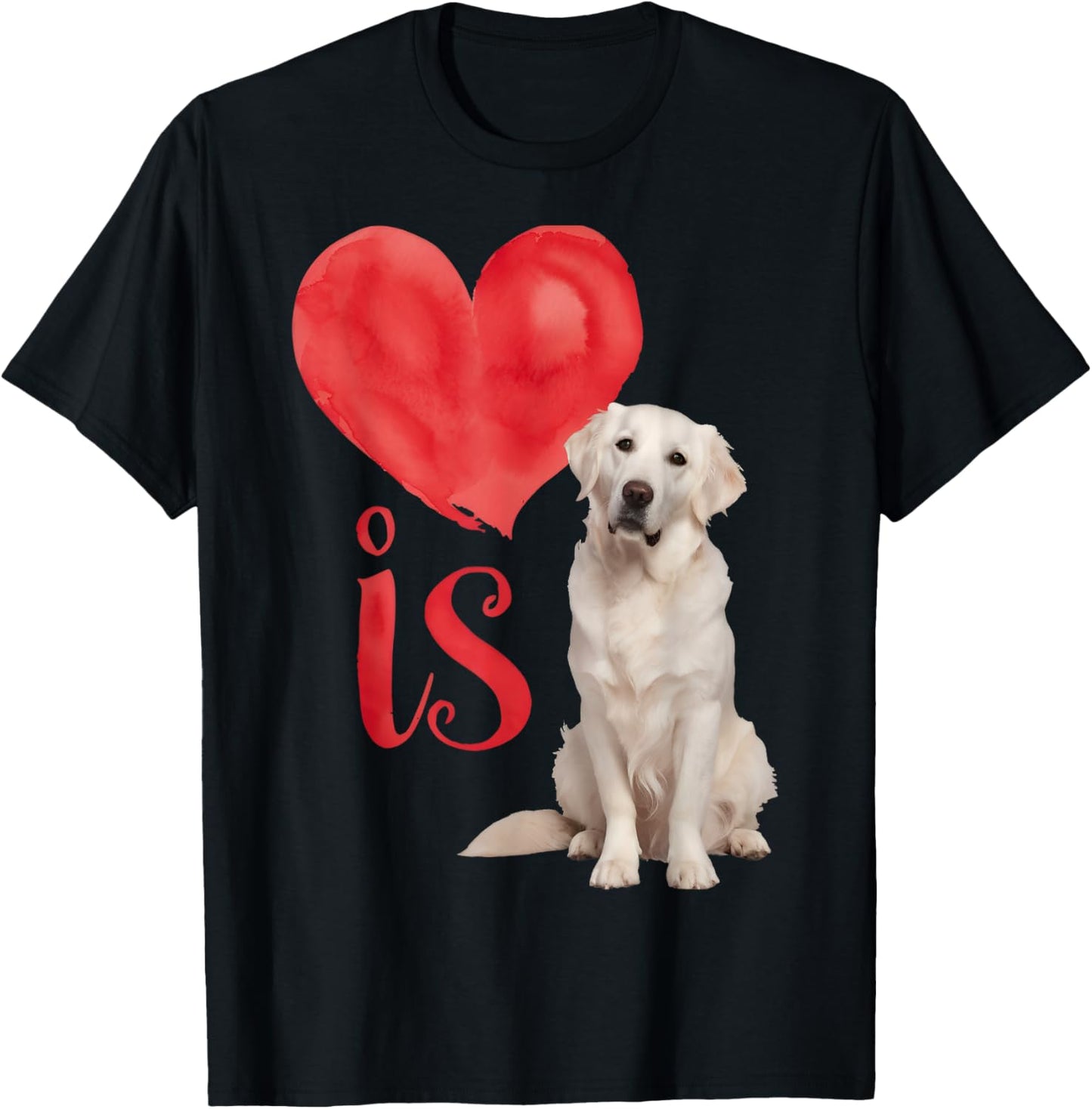 Love is White English Cream Golden Retriever Mom Dog Puppy T-Shirt - T-Shirt | Black