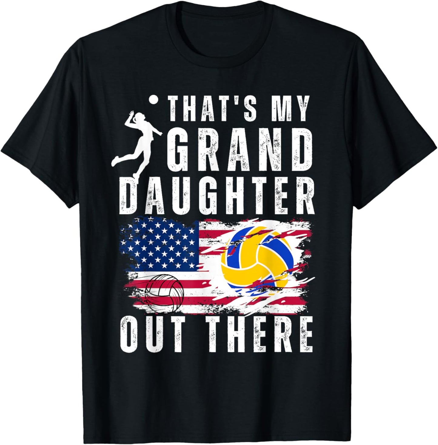 That's My Granddaughter Out There Volleyball Grandma Grandpa T-Shirt - T-Shirt | Black