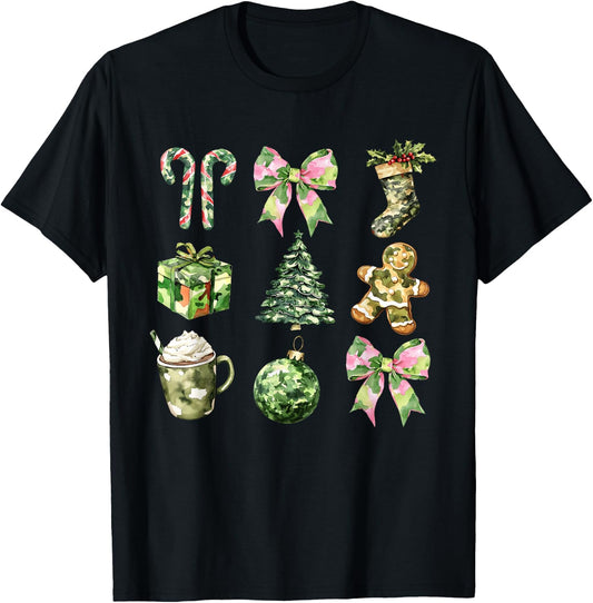 Camo Print Christmas Trees With Camouflage Print Xmas T-Shirt - T-Shirt | Black