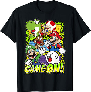 Super Mario Group Shot Game On T-Shirt - T-Shirt | Black
