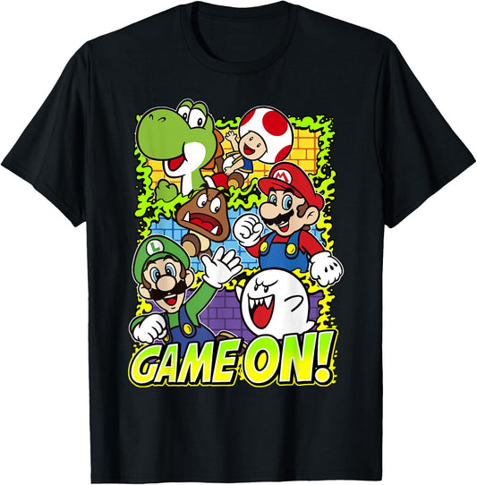 Super Mario Group Shot Game On T-Shirt - T-Shirt | Black