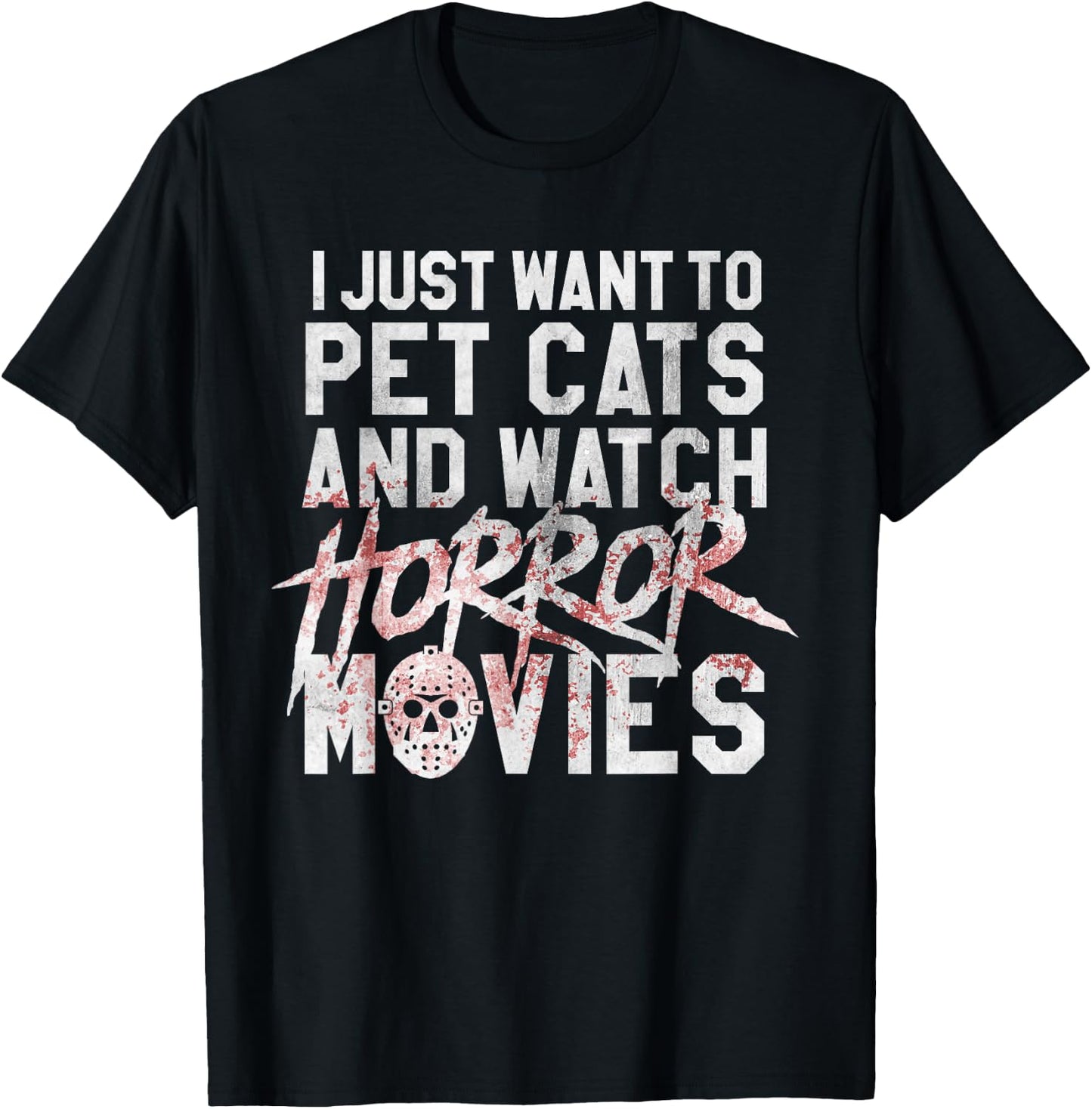 Funny Horror Movie Fan - Halloween Cat Lover Gift Men Women T-Shirt - T-Shirt | Black