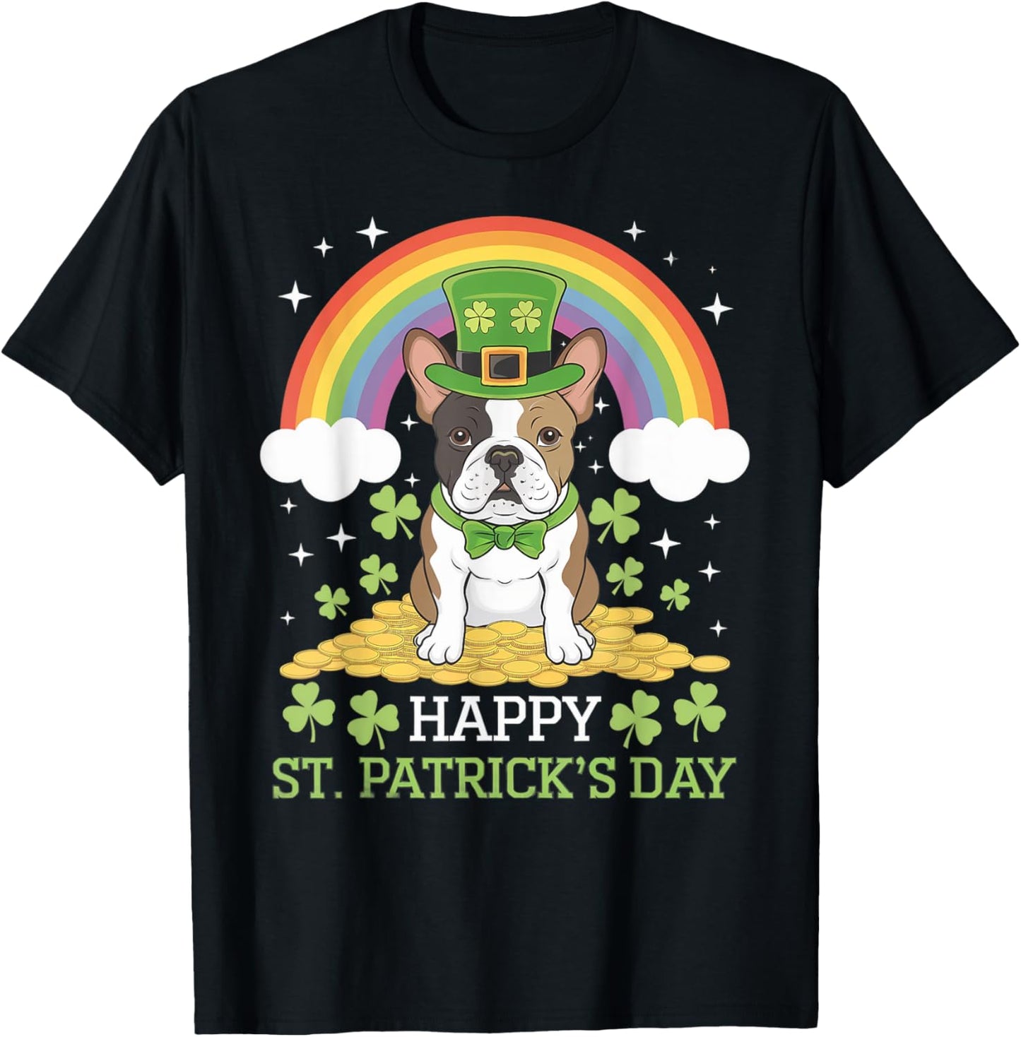 St. Patrick's Frenchie on French Bulldog Dog St Patricks Day T-Shirt - T-Shirt | Black