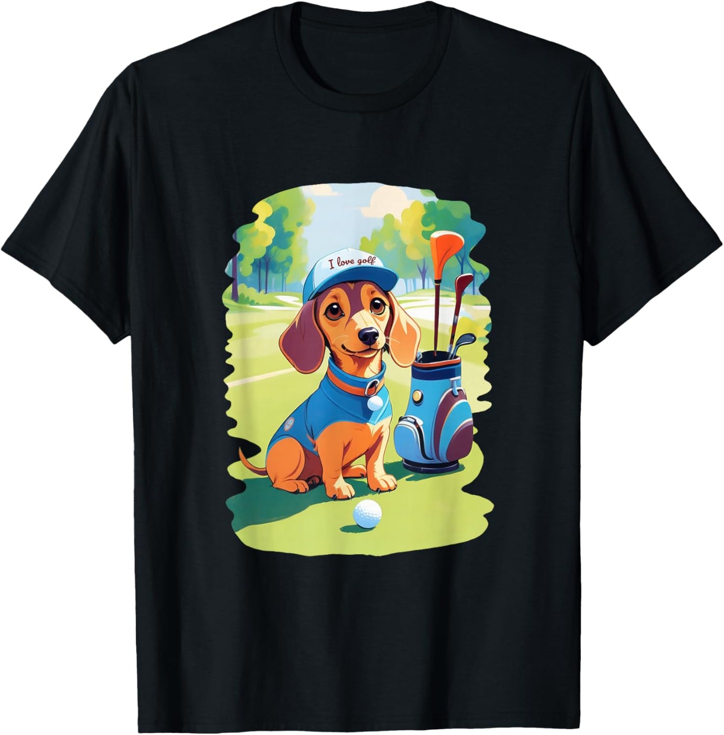 Golf Fans Dachshund Golfing Dog Owners T-Shirt - T-Shirt | Black