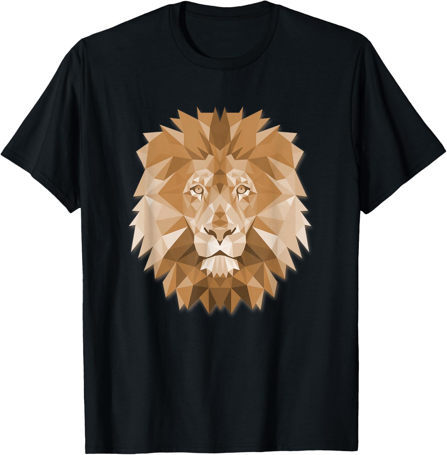 Big Lion Face Graphic Animal Polygon T-Shirt - T-Shirt | Black