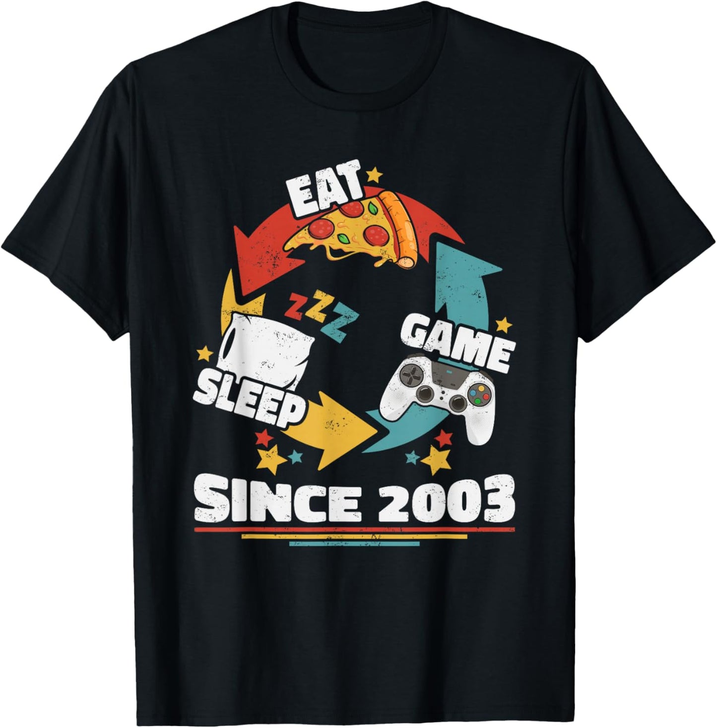 2003 Born 23rd Birthday Men Women Vintage 2003 Gamer T-Shirt - T-Shirt | Black