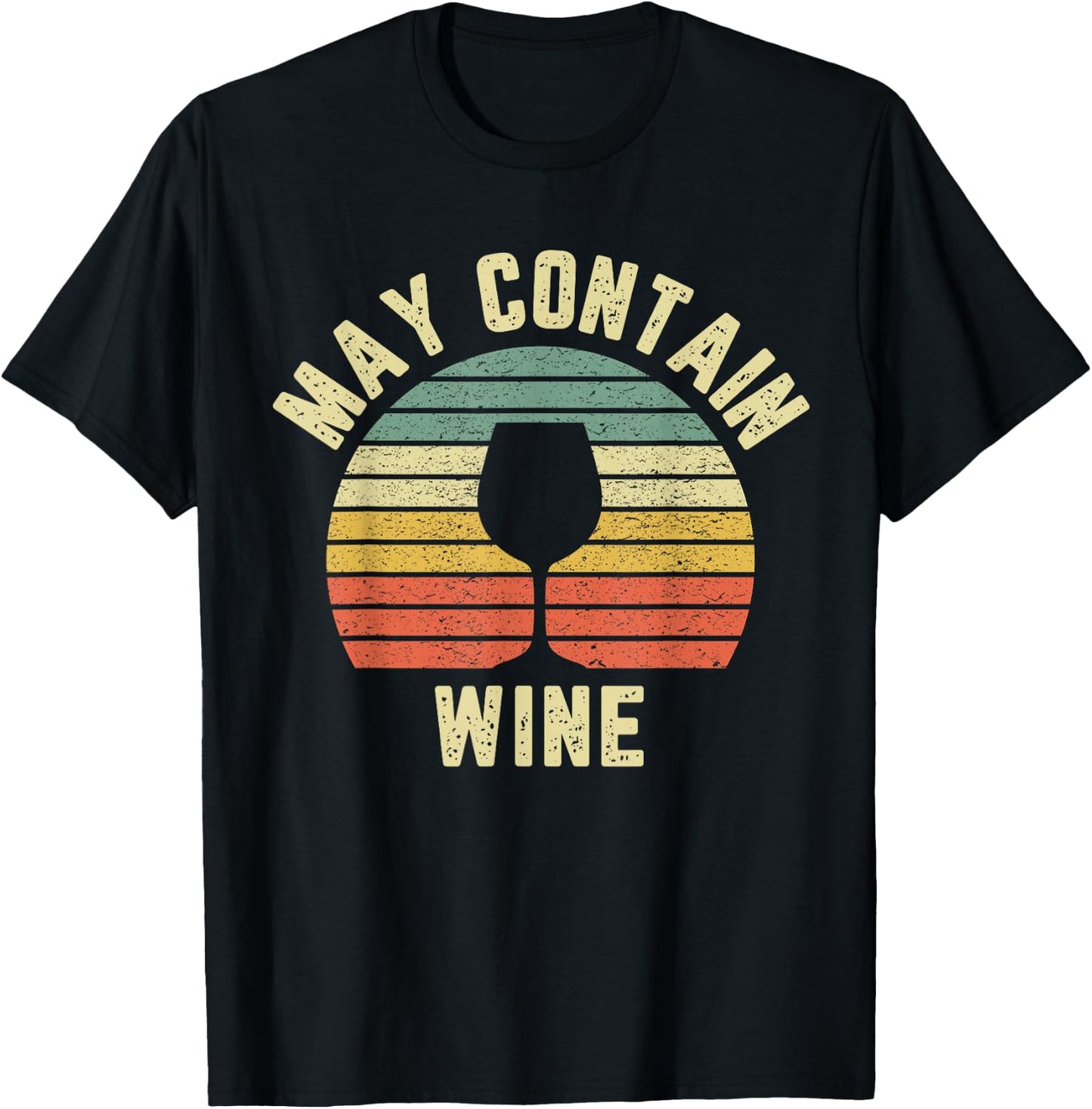 Vintage May Contain Wine Funny Drinking Shirts T-Shirt - T-Shirt | Black