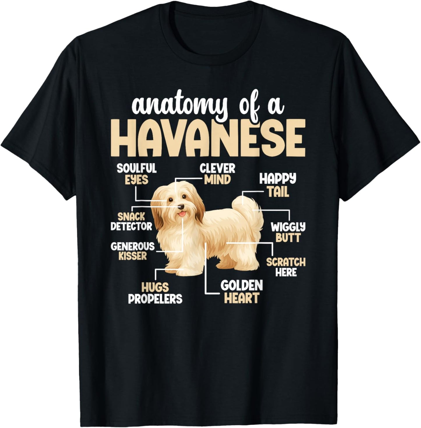 Anatomy of A Havanese Dog Havanese Owner Havanese Lover T-Shirt - T-Shirt | Black