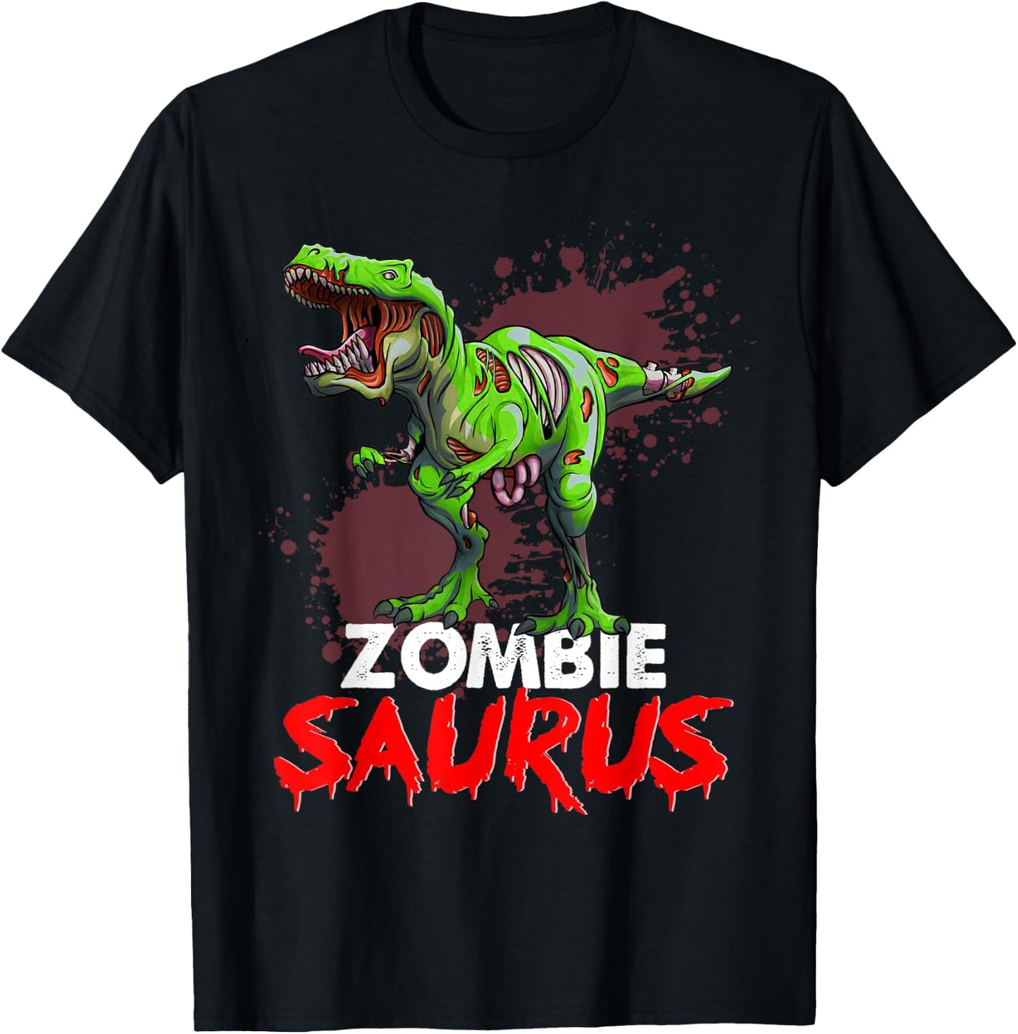 Zombie Saurus Skeleton Dinosaur T Rex Zombie Halloween Boys T-Shirt - T-Shirt | Black
