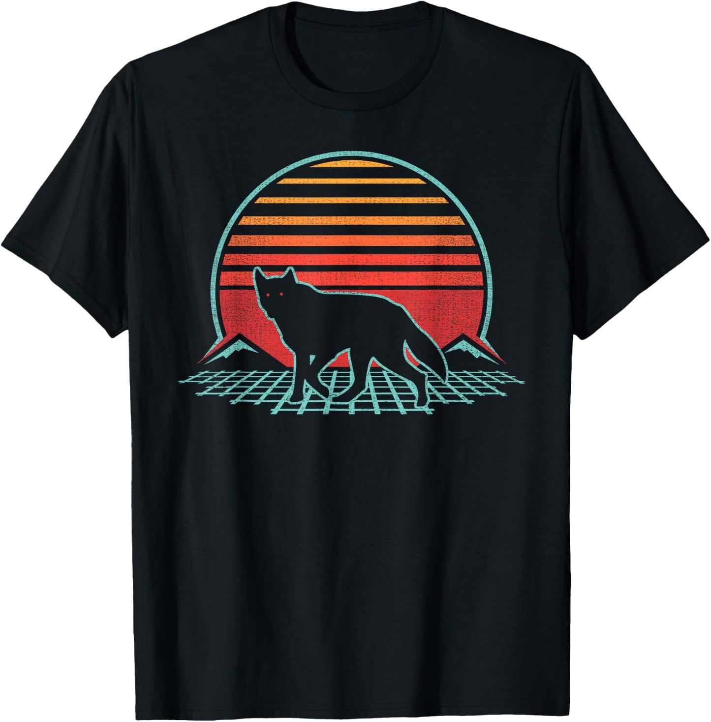 Coyote Lover Animal Retro Vintage 80s Style T-Shirt - T-Shirt | Black