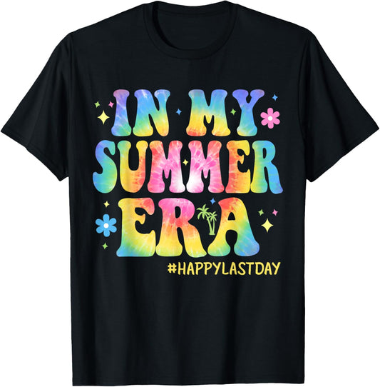 Tie Dye In My Summer Era Last Day of School Teacher Summer T-Shirt - T-Shirt | Black