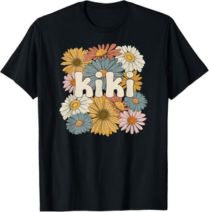 Groovy Kiki Grandmother Flowers Kiki Grandma T-Shirt - T-Shirt | Black
