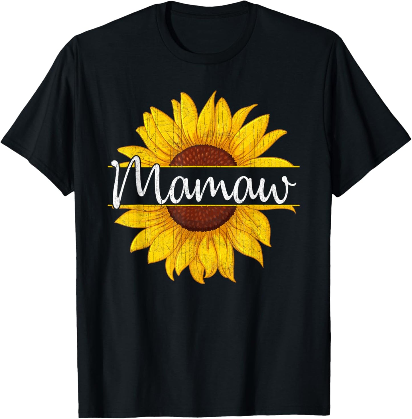 Summer Vintage Yellow Sunflower Graphic Sunflower Mamaw T-Shirt - T-Shirt | Black
