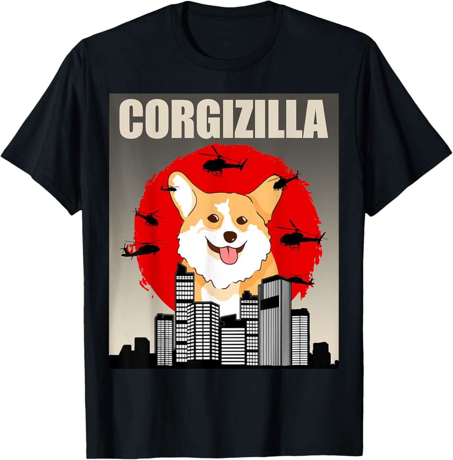Funny Corgi Pet Dog - Corgizilla T-Shirt - T-Shirt | Black