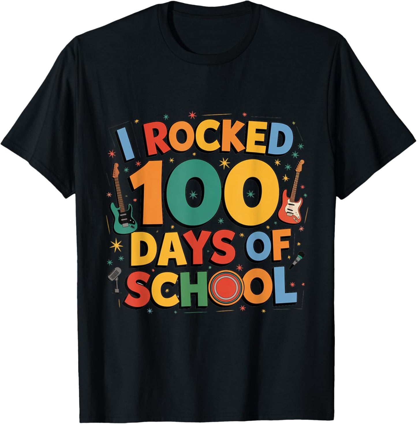 I rocked 100 days of school future rock star music 100th day T-Shirt - T-Shirt | Black