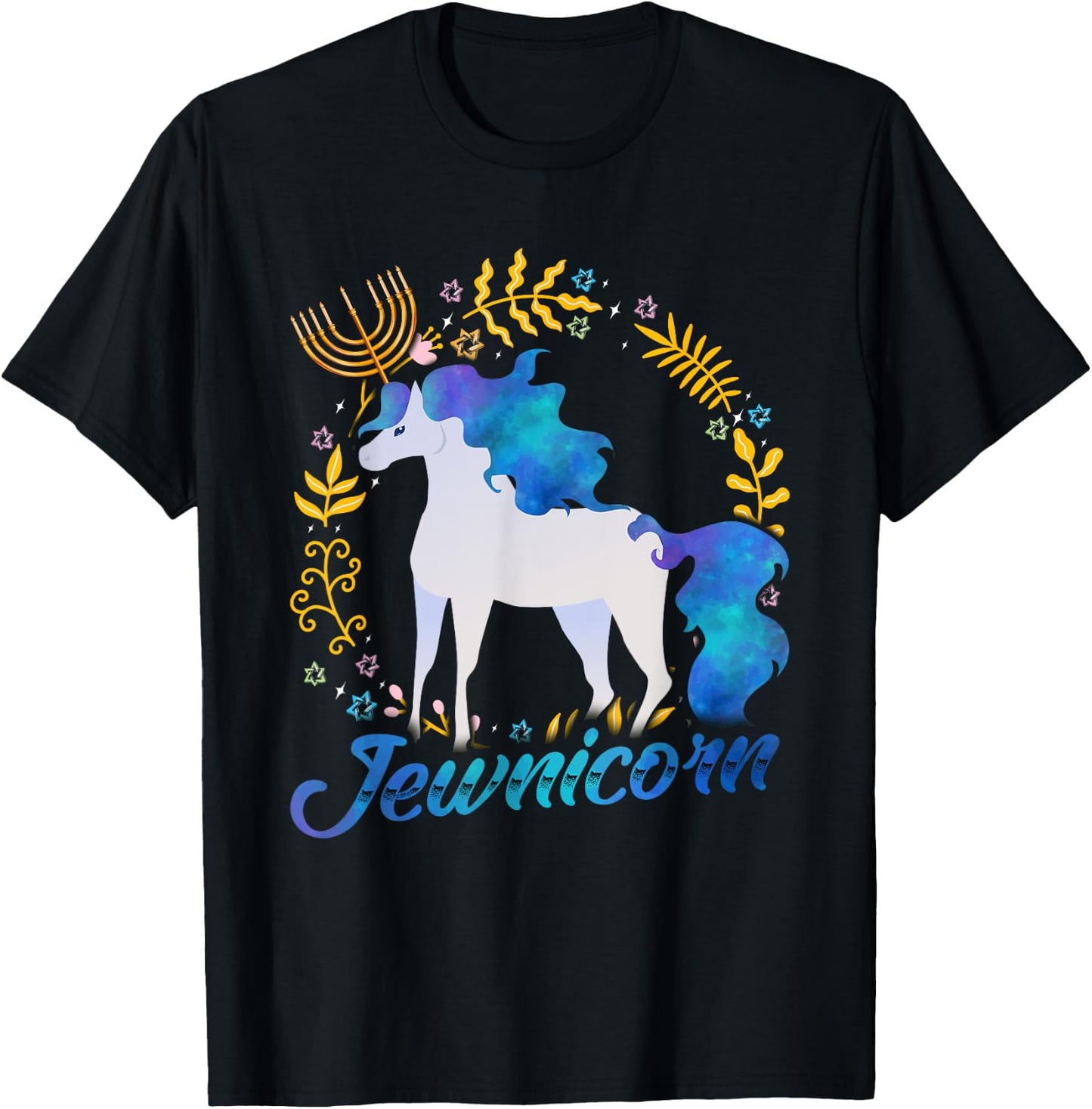 Jewnicorn Funny Jewish Unicorn Chanukah Hanukkah Jew Gift T-Shirt - T-Shirt | Black