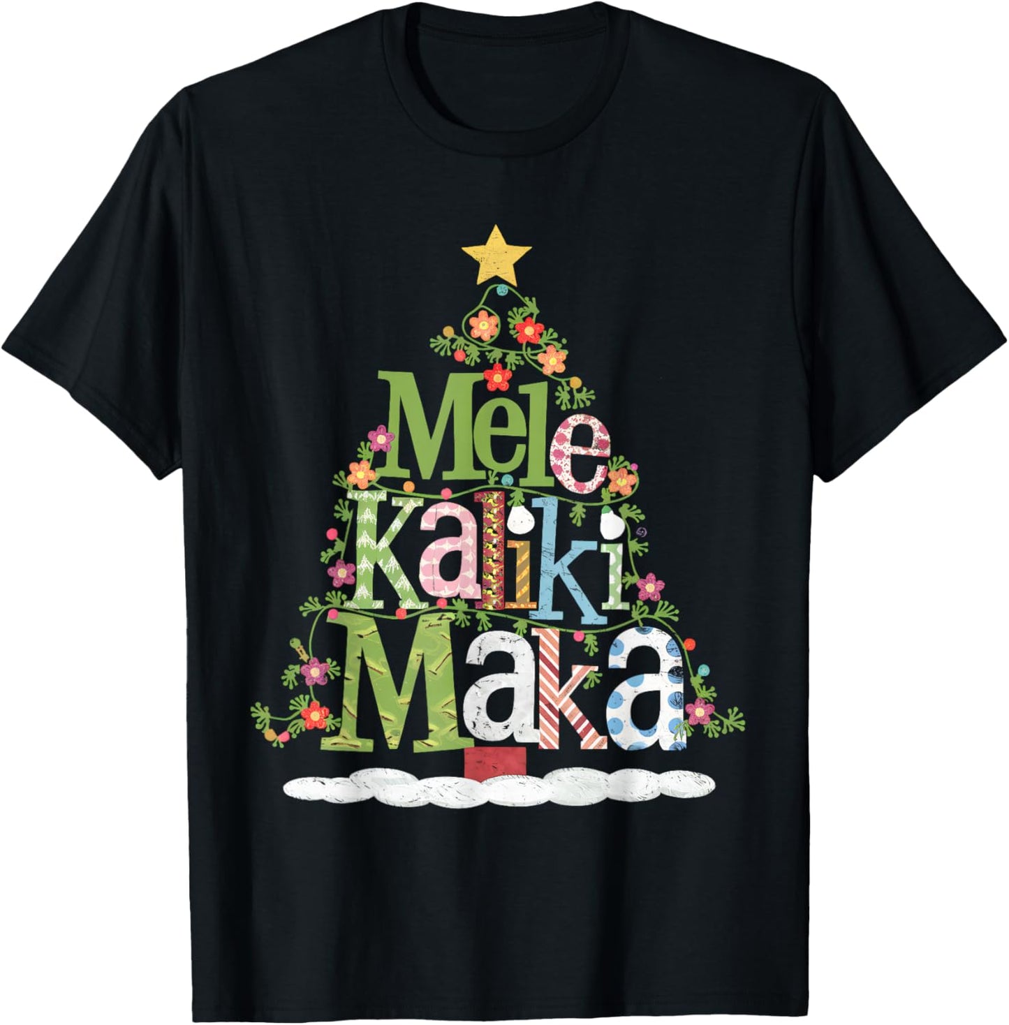 Mele Kalikimaka Tropical Christmas Hawaiian Santa Xmas Tree T-Shirt - T-Shirt | Black