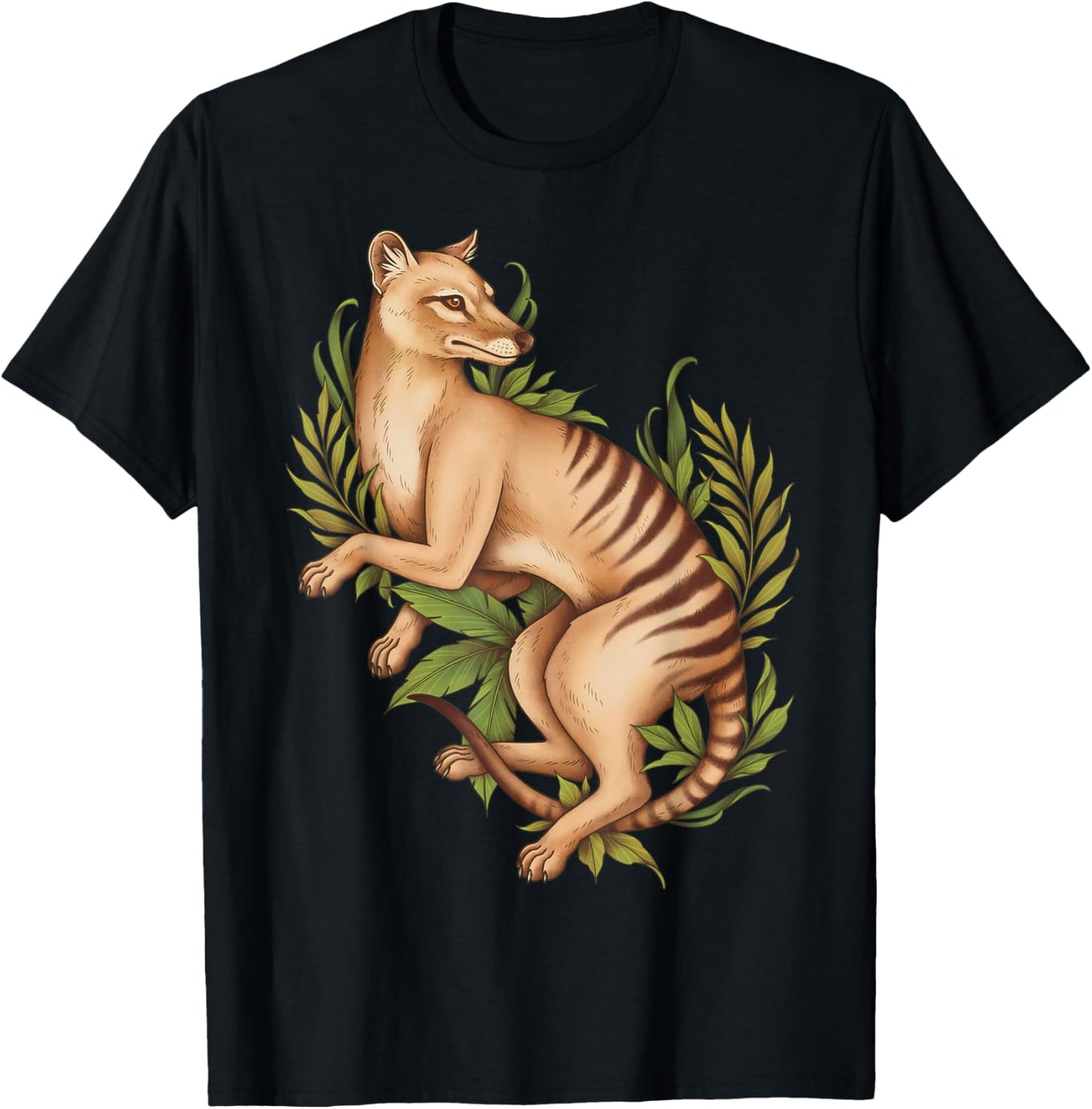 Thylacine Tasmanian Wolf Cryptid Tiger Furry Therian T-Shirt - T-Shirt | Black
