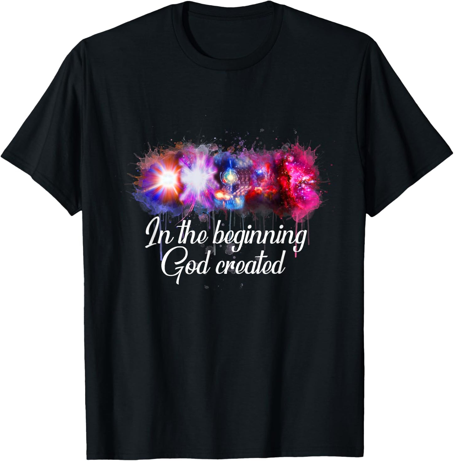 Space Galaxy In the Beginning God Created Christian T-Shirt - T-Shirt | Black
