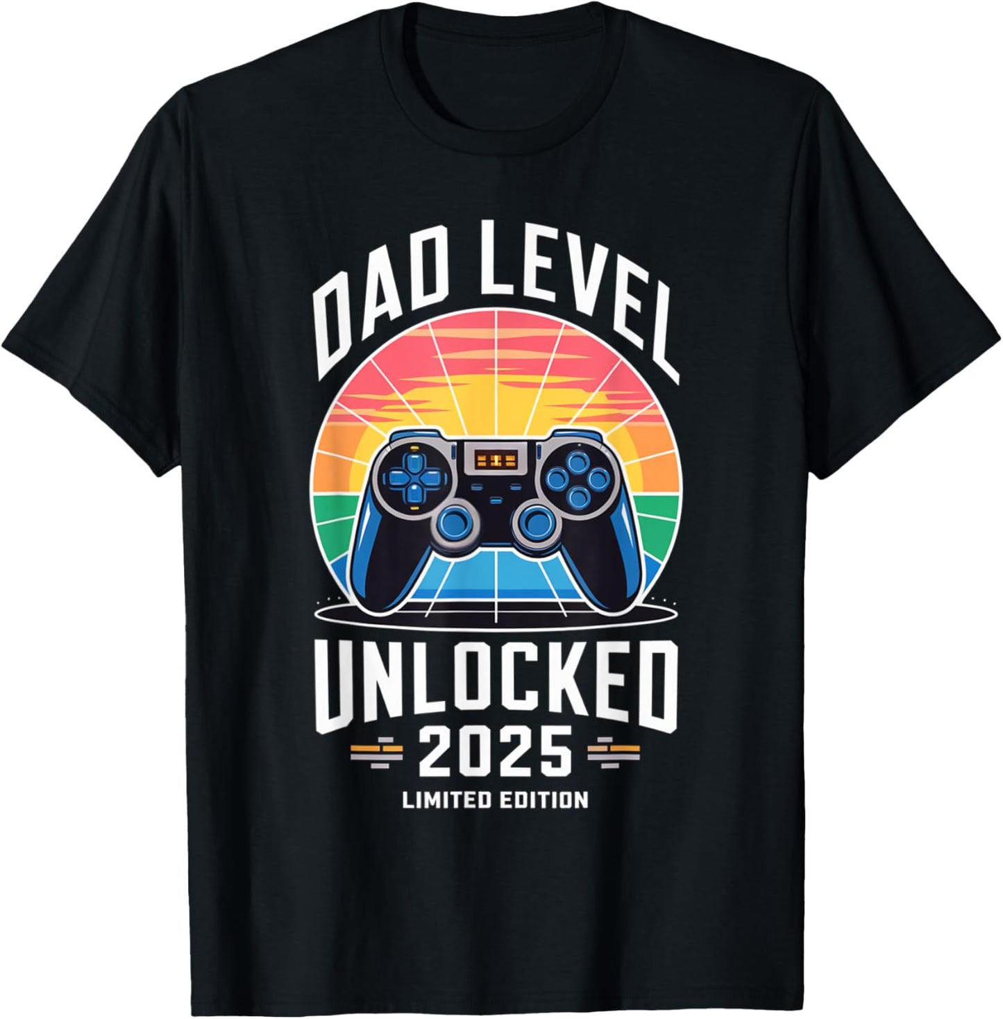 Dad Level Unlocked 2025 Limited Edition Gamer Dad Design T-Shirt - T-Shirt | Black