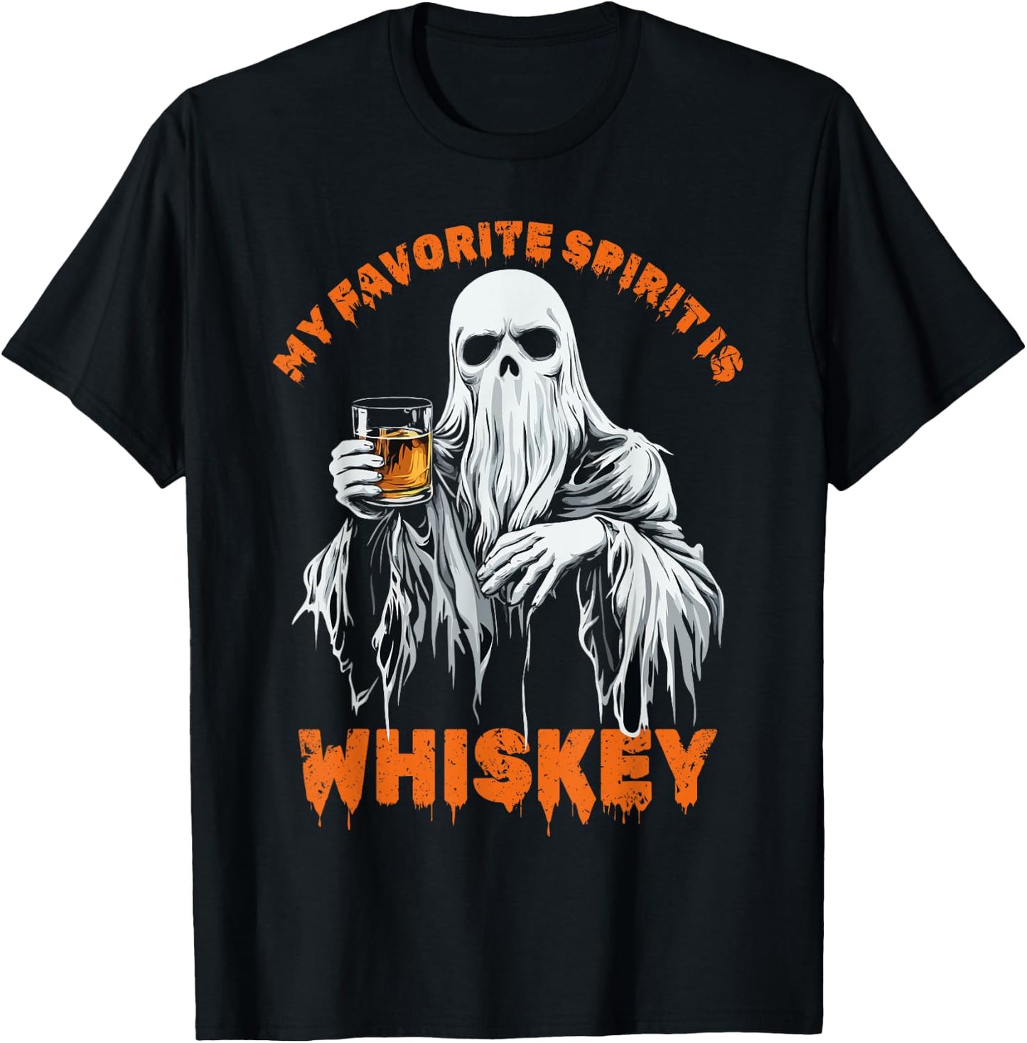 My Favorite Spirit Is Whiskey Halloween Ghost Costume T-Shirt - T-Shirt | Black