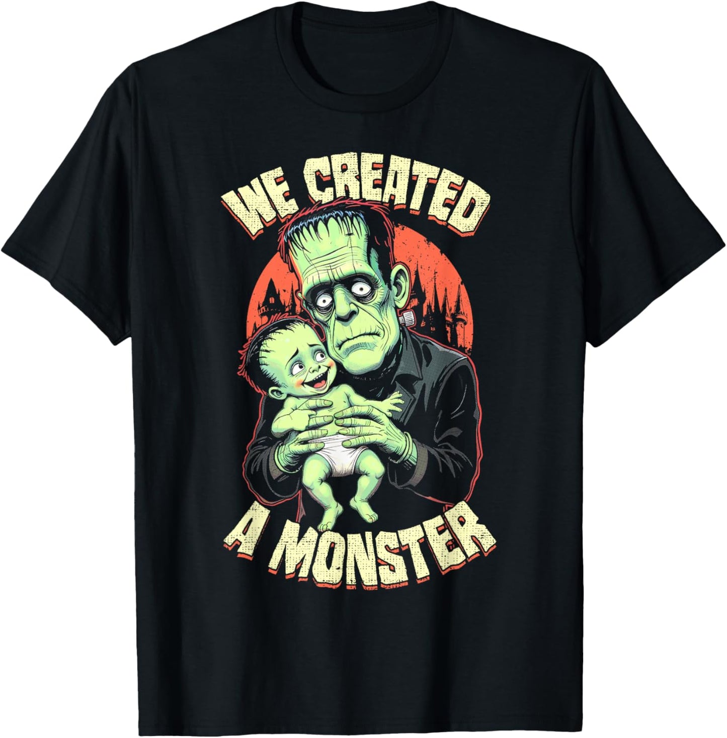 New Father, First Baby Monster Frankenstein Halloween T-Shirt - T-Shirt | Black