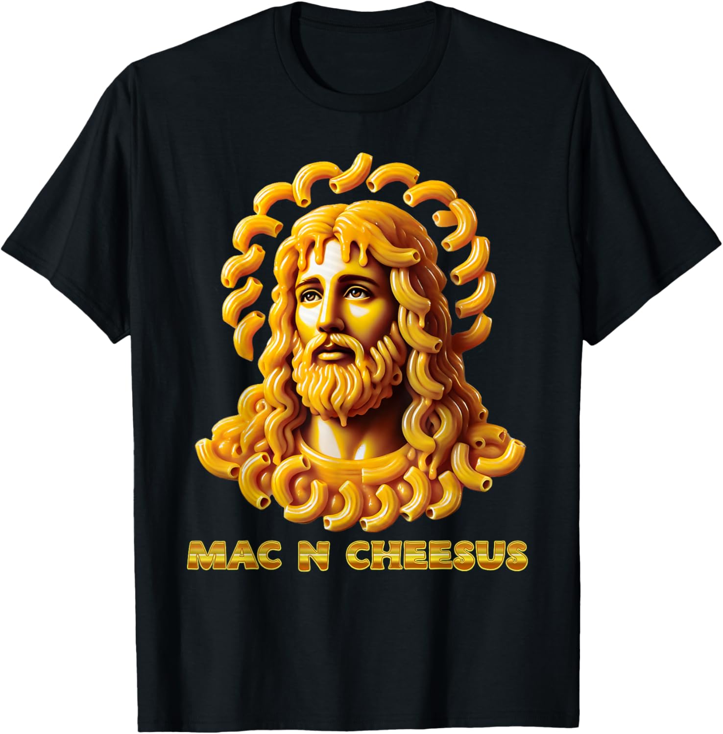 Macaroni And Cheese Jesus Funny Christian Mac N Cheesus Meme T-Shirt - T-Shirt | Black