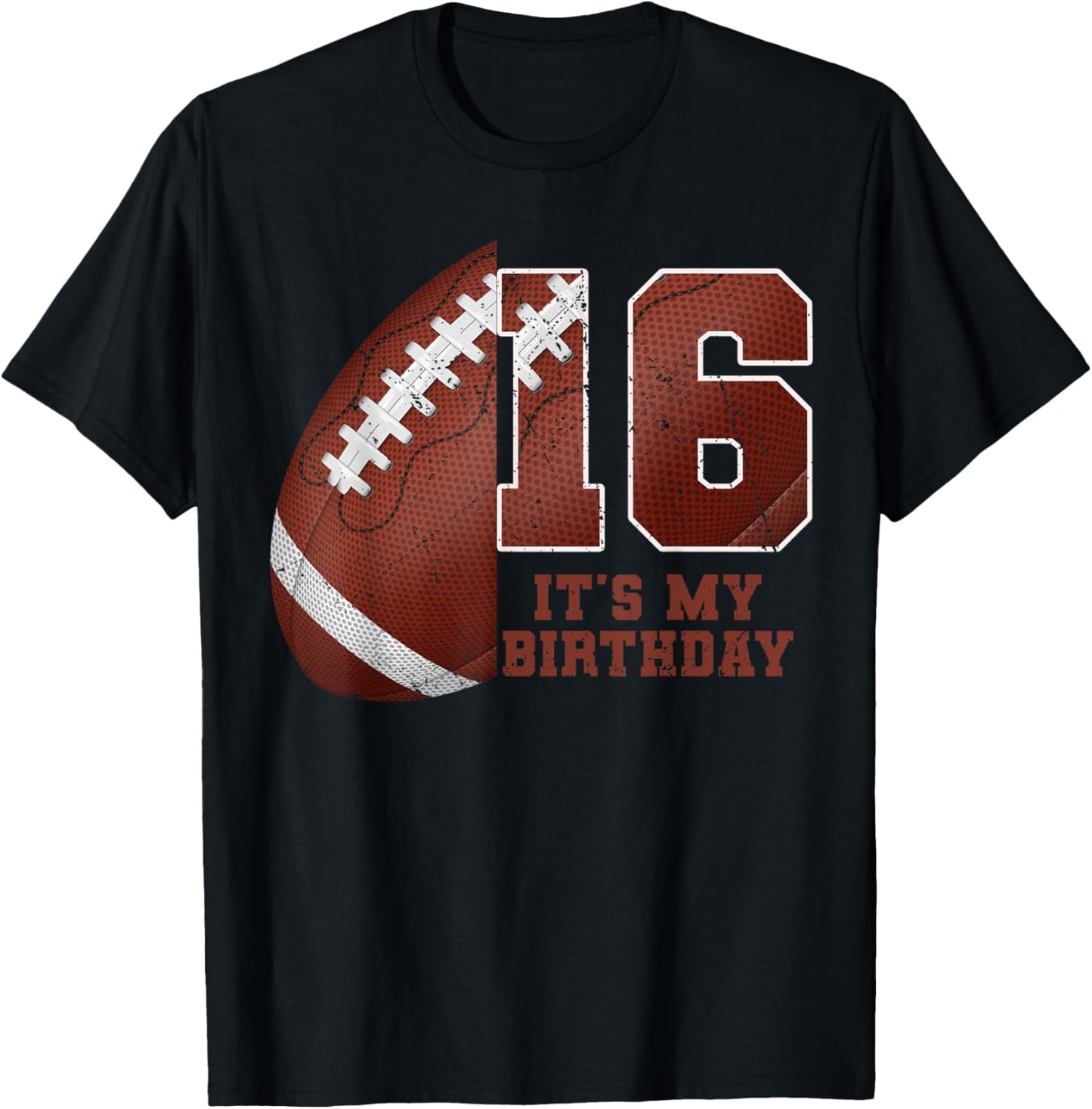Birthday Boy 16 Football Its My 16th Birthday Boys Girls T-Shirt - T-Shirt | Black