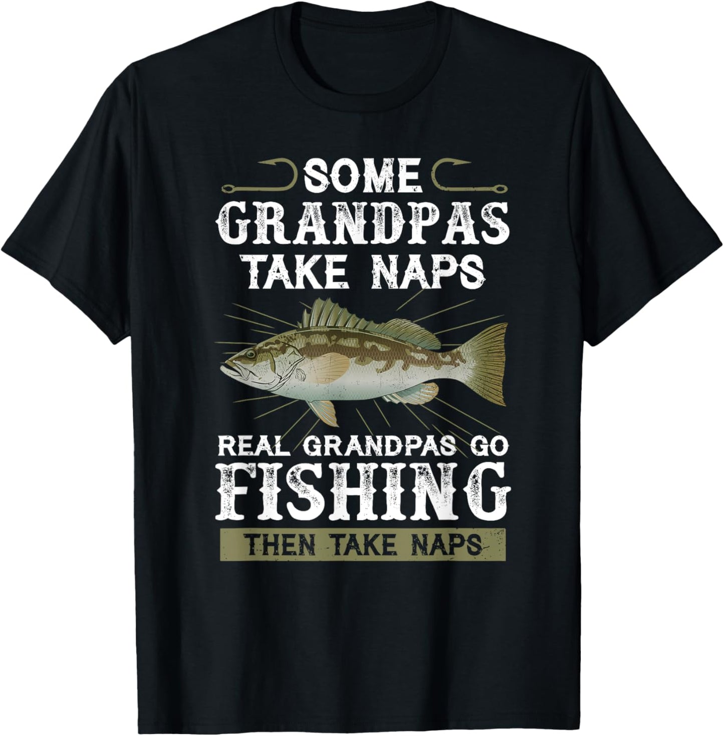 Some grandpas take naps real grandpas go fishing T-Shirt - T-Shirt | Black