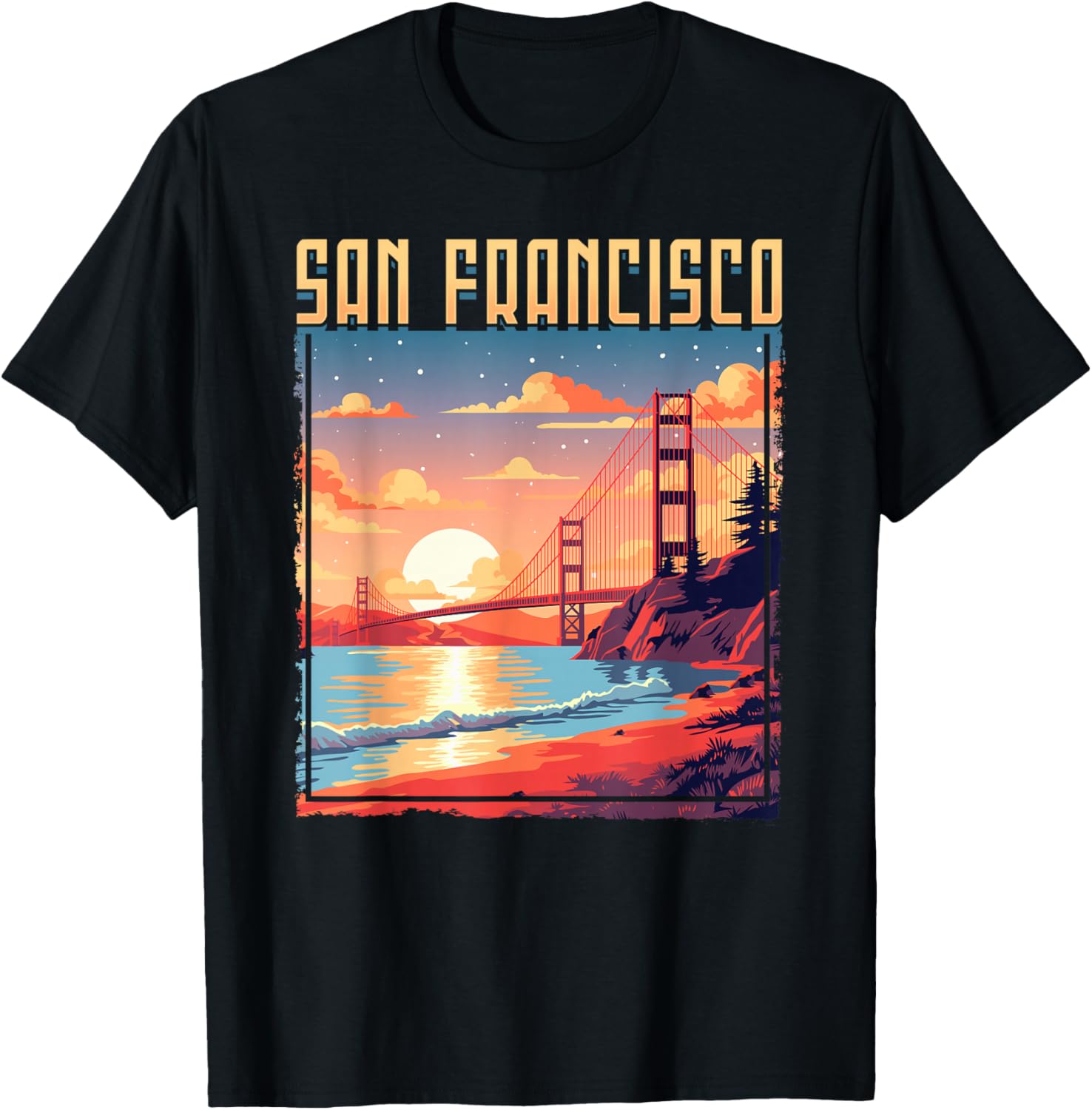 San Francisco California Golden Gate Bridge Vacation T-Shirt - T-Shirt | Black
