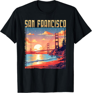 San Francisco California Golden Gate Bridge Vacation T-Shirt - T-Shirt | Black