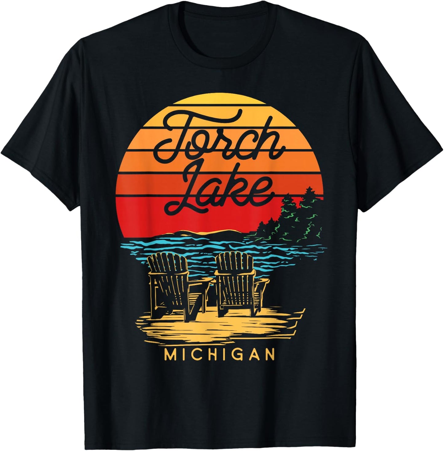 Torch Lake Michigan USA Beach Fun Vacation Souvenir DA1 T-Shirt - T-Shirt | Black