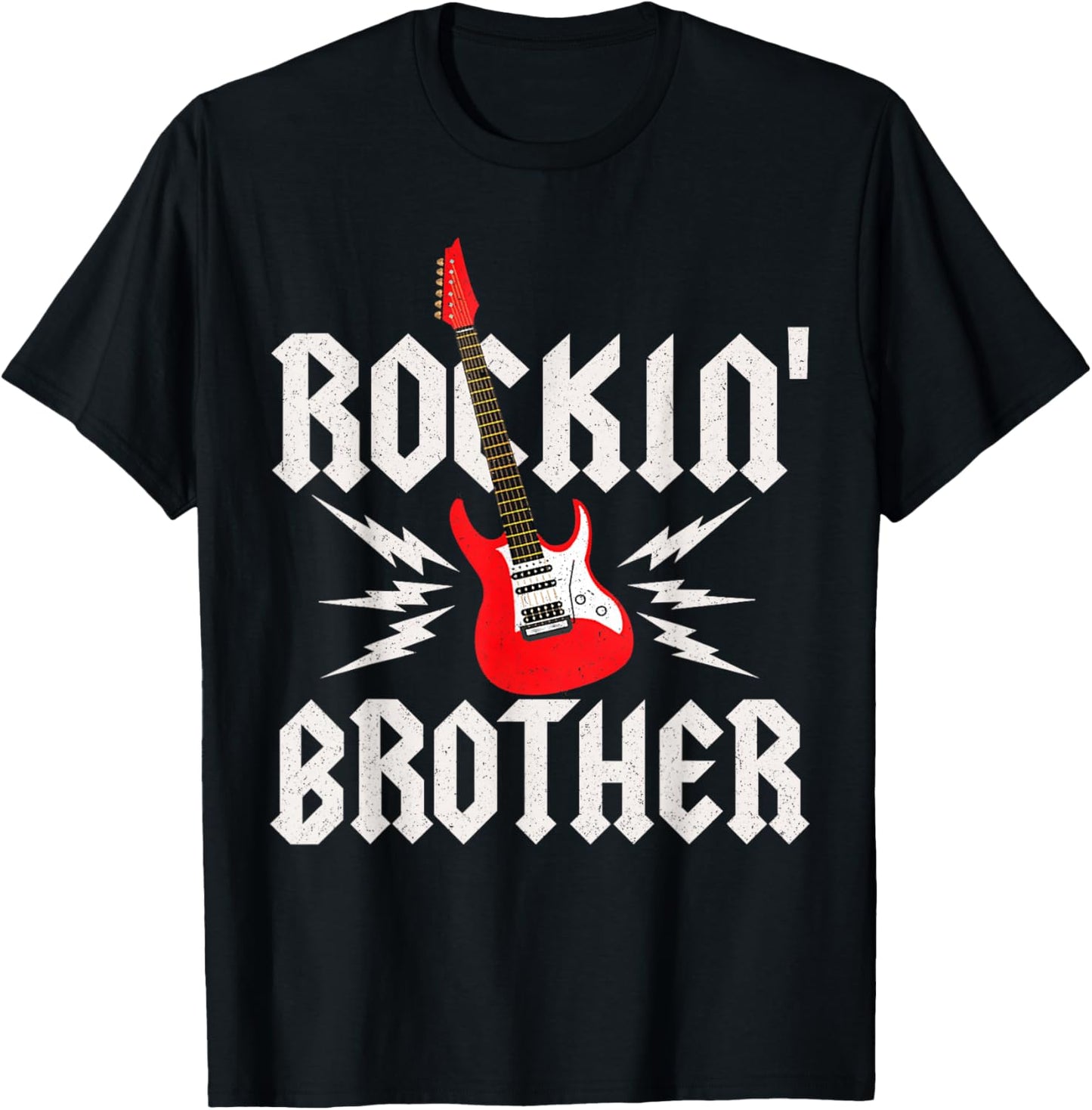Brother Rockin One Birthday Family Matching Rock Guitar T-Shirt - T-Shirt | Black