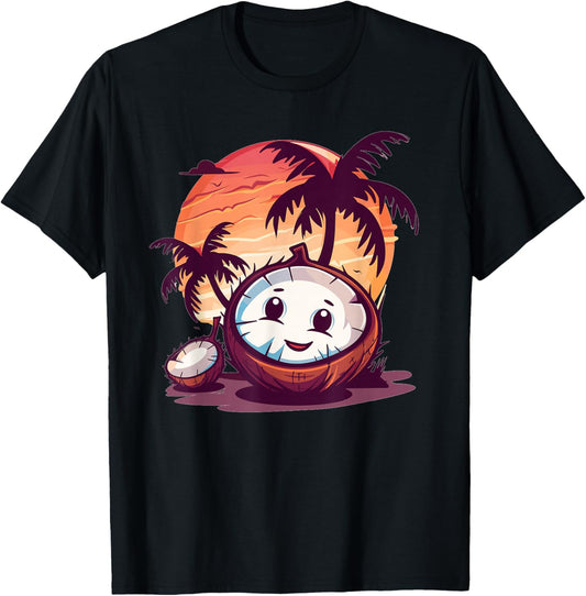 Cartoon Coconut I Kids Coconut T-Shirt - T-Shirt | Black