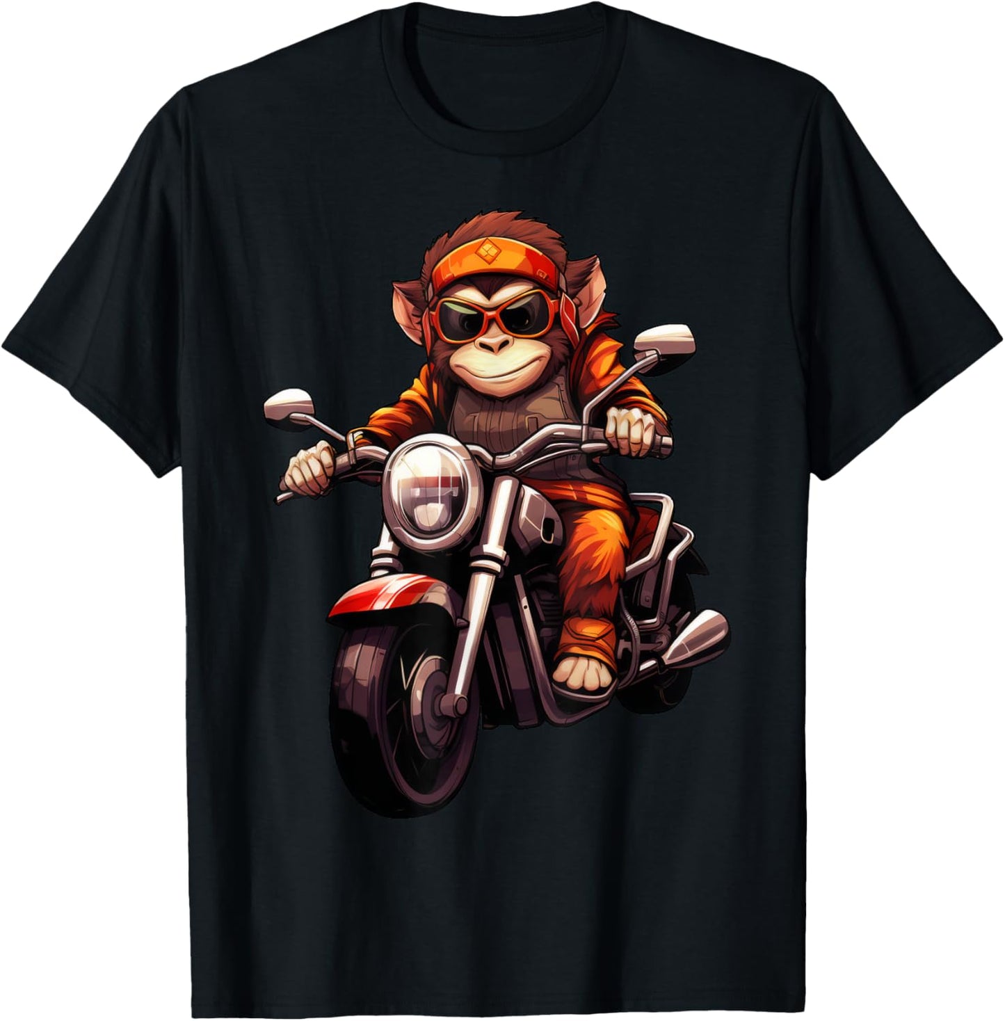 Monkey Motorcycle / Motorcyclist Monkey T-Shirt - T-Shirt | Black