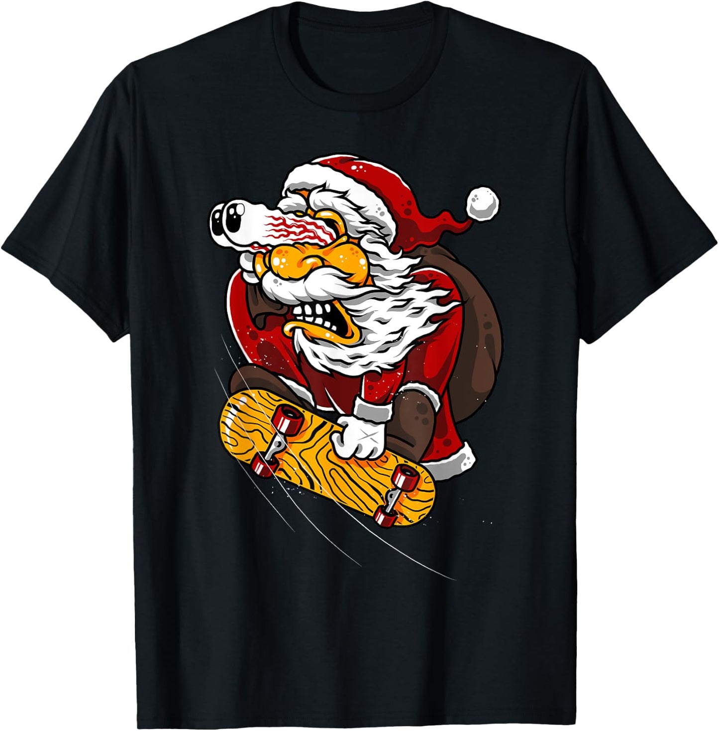 Santa on Skateboard Funny for Skateboarding T-Shirt - T-Shirt | Black