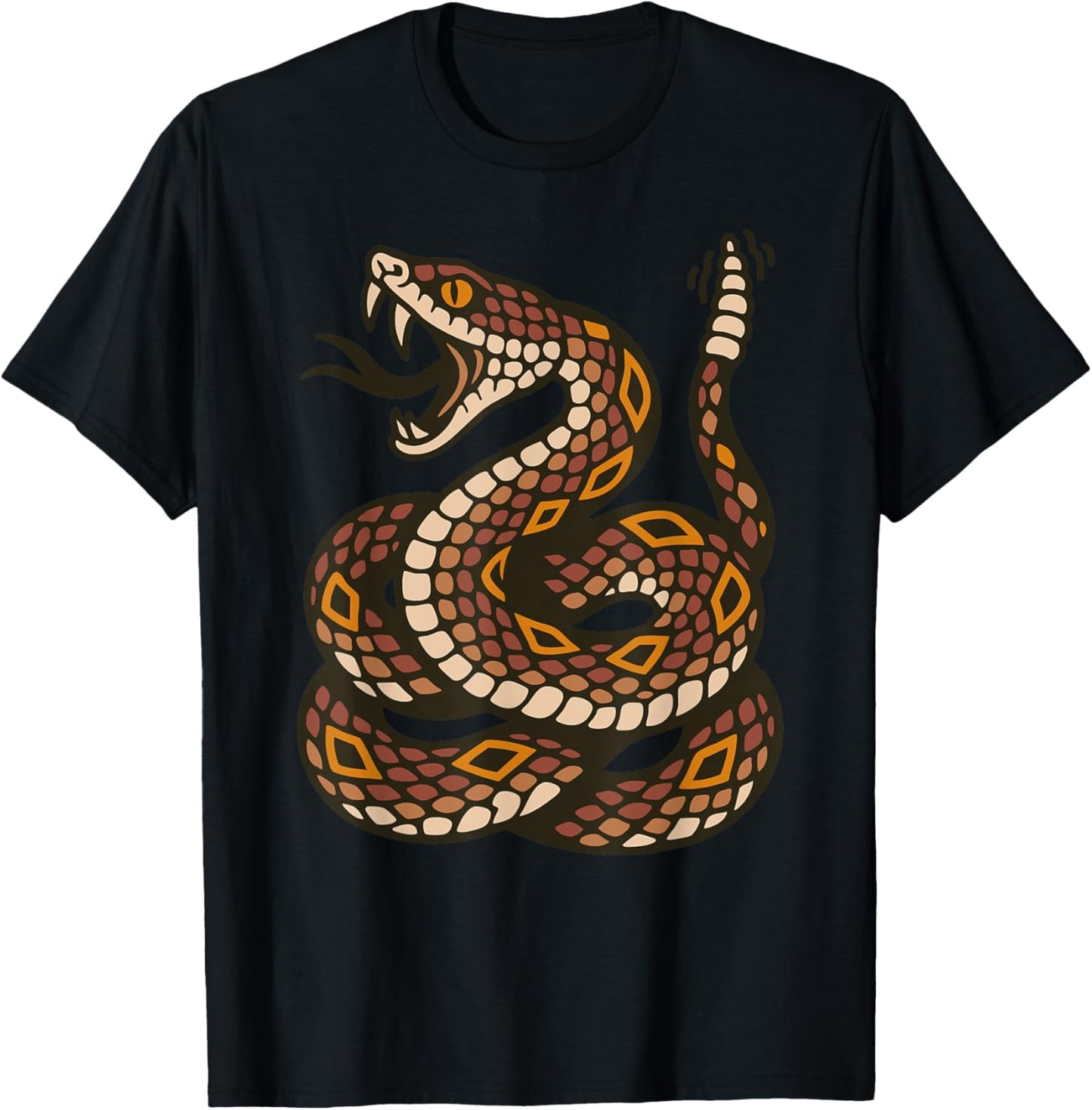 Venomous Rattlesnake Old School Tattoo Flash Rattle Snake T-Shirt - T-Shirt | Black