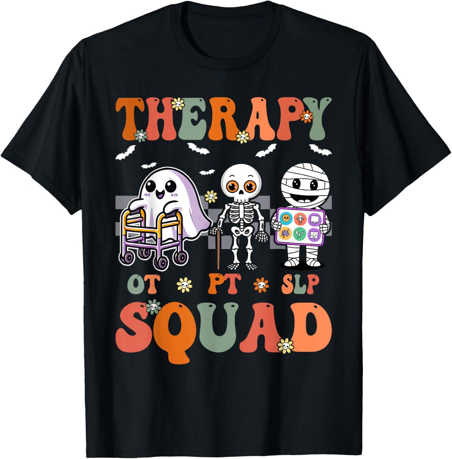 Retro Therapy Squad SLP OT PT Team Halloween funny Physical T-Shirt - T-Shirt | Black