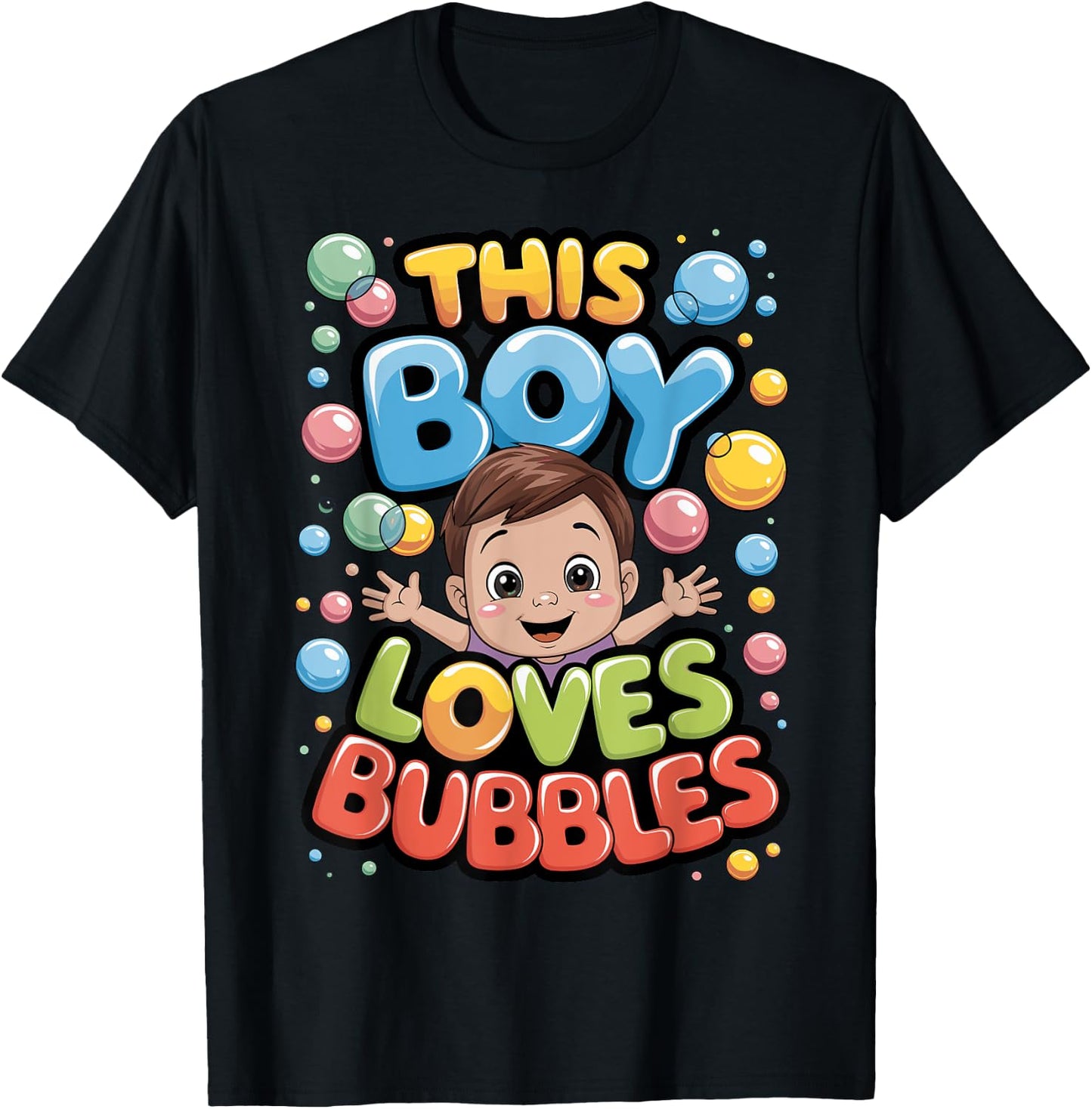This Boy Loves Bubbles, Bath, Blowing Bubble Toddler, Kids T-Shirt - T-Shirt | Black