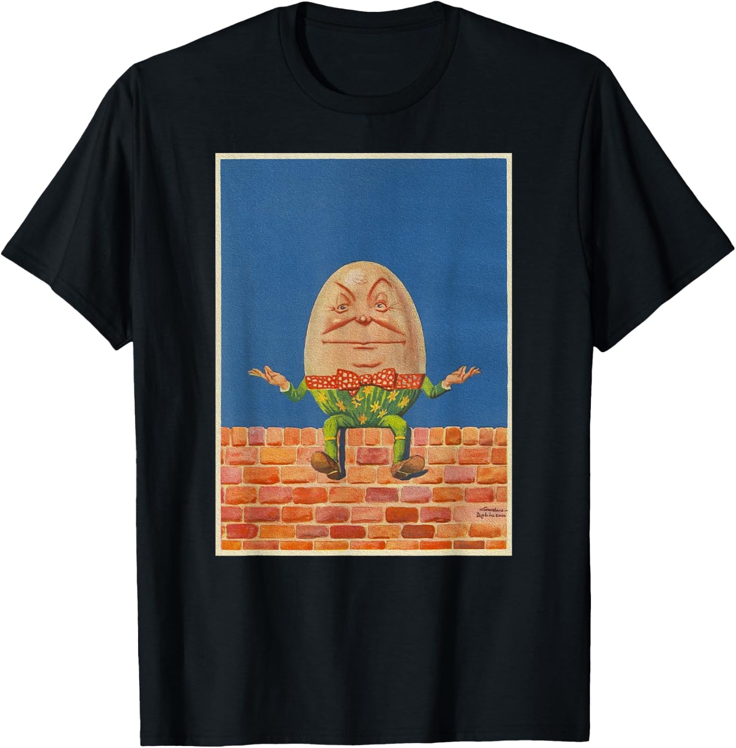 Feel Good Retro Fairytale Art-Vintage Humpty Dumpty T-Shirt - T-Shirt | Black